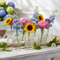 Glass bottle with pattern, cylindrical, clear, decorative vase, 15cm, 6 pieces | Floristik24.ie