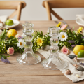 Transparent candle holder, classic design, table decoration, 12cm, 2 pieces | Floristik24.ie