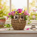 Handwoven owl basket decoration for windowsill, 18cm | Floristik24.ie