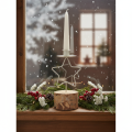 Star-shaped candle holder with wooden base for a 20cm candle | Floristik24.ie