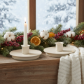 Round cream-colored candle holders for taper candles, table decoration, 10cm, 2 pieces | Floristik24.ie