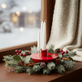 Compact red metal candle holders for 10cm taper candles, 2 pieces | Floristik24.ie