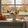 Bowl, goblet, flower calyx, cream-colored decoration, 9cm | Floristik24.ie