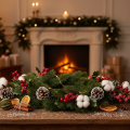 Artificial fir green wreath for door decoration, 35cm | Floristik24.ie