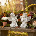 Angel figurine praying, grave decoration, seated, 13cm, 2 pieces | Floristik24.ie