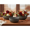 Ribbed bowl, anthracite, decorative bowl, round, 15cm, 2 pieces | Floristik24.ie