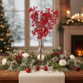 Artificial holly branch with red berries, decorative branch for vases, 47cm, 3 pieces | Floristik24.ie