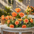 Artificial orange rose, 5cm bloom, single, 100 pieces | Floristik24.ie
