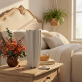 Modern ribbed vase, tall decorative vase for dried flowers, 38cm | Floristik24.ie