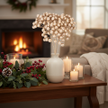 Artificial berry branch, champagne-colored decoration, 28cm, 3 pieces | Floristik24.ie