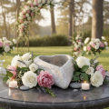 Decorative heart-shaped bowl, grey; small heart-shaped planter, 19cm | Floristik24.ie
