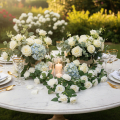 Artificial rose garland with white flowers for decoration, 170cm | Floristik24.ie