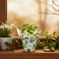 Paper flower pot with clover motif, New Year's decoration, 12cm, 12 pieces | Floristik24.ie