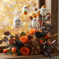 Ghost figures on wooden sticks, Halloween decoration, 54cm, 8 pieces | Floristik24.ie