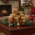 Pillar candles colored caramel various sizes | Floristik24.ie