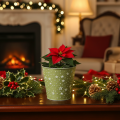 Silver green planter, metal flower pot with stars, Ø14cm | Floristik24.ie