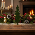 Decorative Christmas tree figurine with wooden base, 36cm | Floristik24.ie