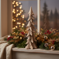 Small flocked decorative Christmas tree, table decoration, 44cm | Floristik24.ie