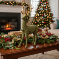 Decorative deer standing figure, flocked with antlers, 31cm | Floristik24.ie