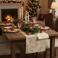 Table runner, decorative fabric, patterned, wide bows, 35x120cm, 2 pieces | Floristik24.ie