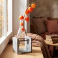 Glass vase in grey wooden
