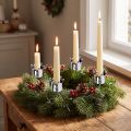 Candle holder crown silver Ø3cm H12.5cm 4 pcs | Floristik24.ie