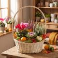 Gift basket approx. 38cm x 27cm, light-colored | Floristik24.ie