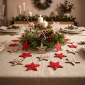 Christmas stars for scattering red, natural wood 4cm 72 pcs | Floristik24.ie
