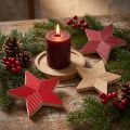 Stars Wooden Christmas Stars Fluted Red Natural 11cm 3 Pcs | Floristik24.ie