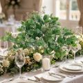 Wedding decoration eucalyptus branches with flowers decorative bouquet green, pink 26cm | Floristik24.ie