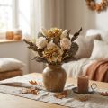 Artificial flower bouquet, rose, hydrangea, dry look, vintage decoration, 38cm | Floristik24.ie