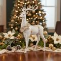 Decorative deer figurine with pine cone decoration for winter decoration, 49cm | Floristik24.ie
