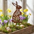 Garden Stake Rust Bunny Flower Pattern Garden Decoration Easter 9×15cm | Floristik24.ie