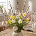 Rabbit decoration wooden rabbits for hanging natural white 5cm×12cm 6pcs | Floristik24.ie