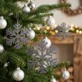 Snowflake gray to hang Ø8cm - Ø12cm 9pcs | Floristik24.ie