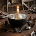 Candlestick Black Silver Stick candlestick Ø10cm H5cm | Floristik24.ie