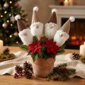 Christmas Gnomes Flower Pot Stakes White Brown 11cm 4pcs | Floristik24.ie