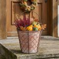 Ceramic flower pot basket handle metal brown Ø18cm | Floristik24.ie