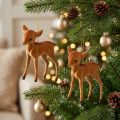 Decorative Figure Reindeer Young Brown 7.5cm flocked 2 pcs | Floristik24.ie