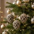 Pine cones decorative cones for hanging brown 8cm 4pcs | Floristik24.ie