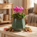 Flower pot ceramic planter green hexagonal Ø10cm H9cm | Floristik24.ie