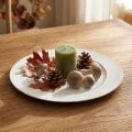 Decorative plate round plastic retro white brown gloss Ø30cm | Floristik24.ie