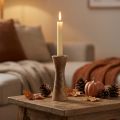 Stick candle holder wooden candlestick natural Ø6cm H20cm | Floristik24.ie