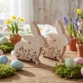 Rabbit Wooden Sitting Flower Pattern Natural White 24×24cm 2 pcs | Floristik24.ie
