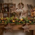Decorative stars for hanging pine pine stars natural 15cm 4 pcs | Floristik24.ie