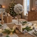 Wooden Decoration Tree Winter Decoration Birch Acorns Cones White H40cm | Floristik24.ie