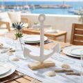 Table Decoration Maritime Anchor on Base White Natural 20x5x26cm | Floristik24.ie