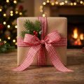 Gift ribbon with selvage 20m red checkered | Floristik24.ie
