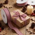 Gift ribbon checked Bordeaux 8mm-25mm 20m | Floristik24.ie