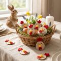Wooden chicken with adhesive dot, Easter craft decoration, creative table decoration, country style, 5cm, 36 pieces | Floristik24.ie